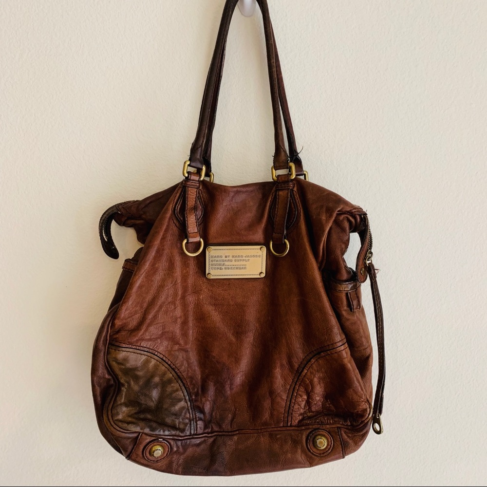 Marc by Marc Jacobs Brown Leather Zip Top Tote
